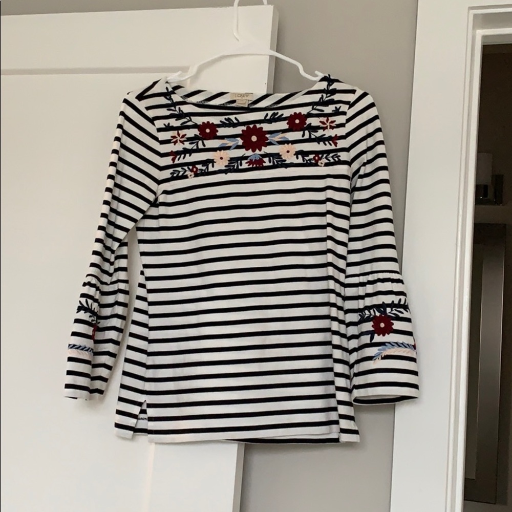 Jcrew navy and white striped shirt, size xxs,